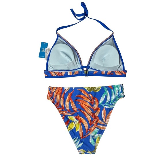 NWT CUPSHE Tropical Print Whip Stitch Bikini Top & High-WaistedBottoms Set, XL/L - Picture 5 of 8